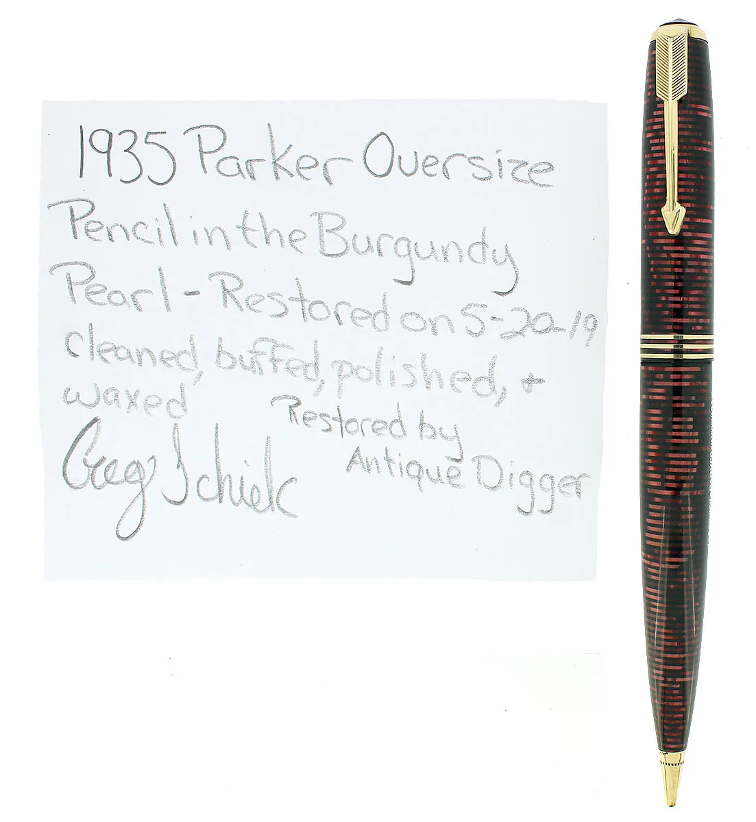 1935 PARKER VACUMATIC BURGUNDY PEARL OVERSIZE MECHANICAL PENCIL RESTORED