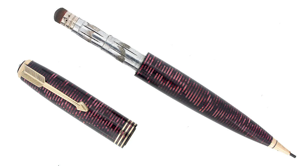 1935 PARKER VACUMATIC BURGUNDY PEARL OVERSIZE MECHANICAL PENCIL RESTORED