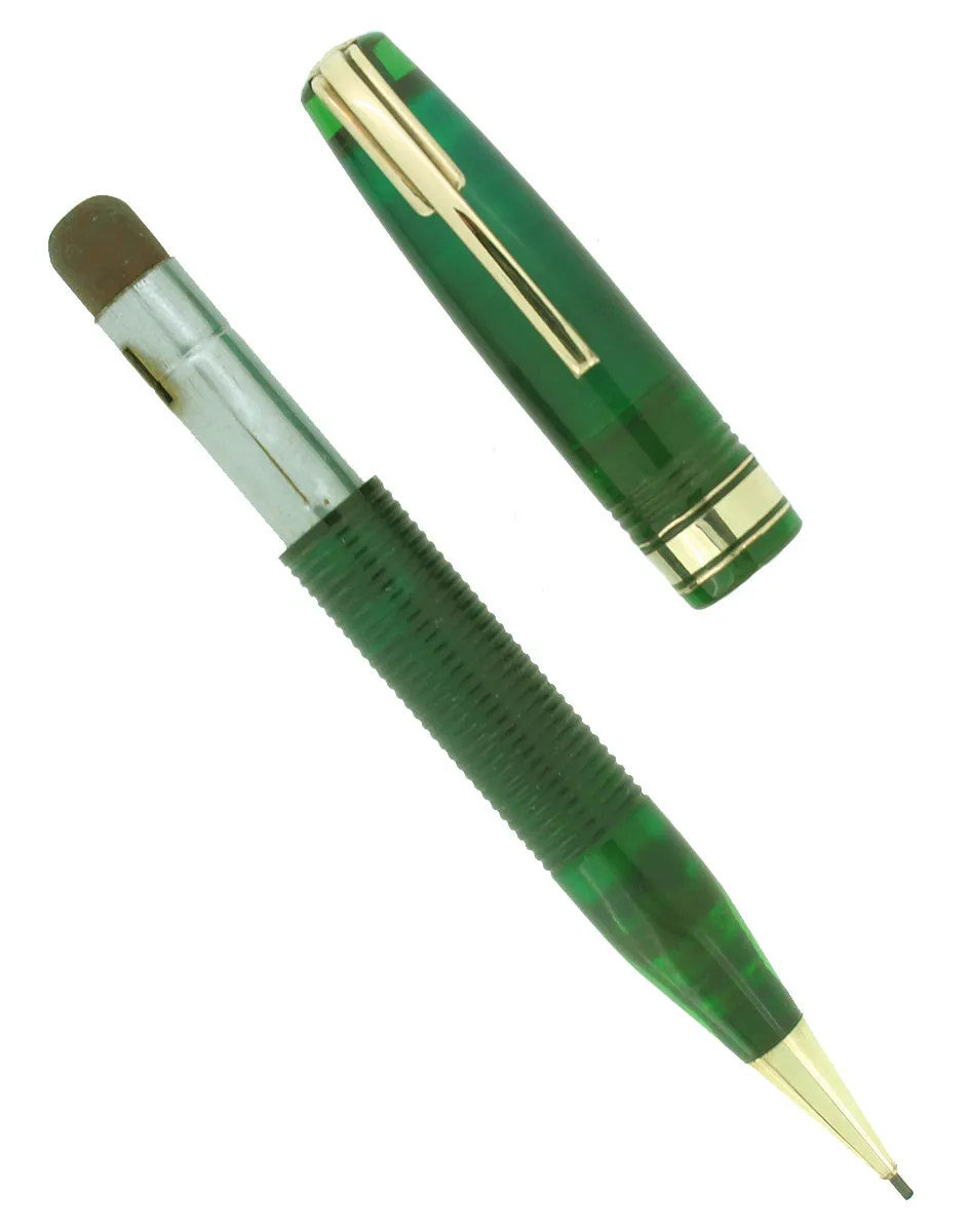 1940 WATERMAN 100 HUNDRED YEAR TRANSPARENT GREEN RIBBED PENCIL