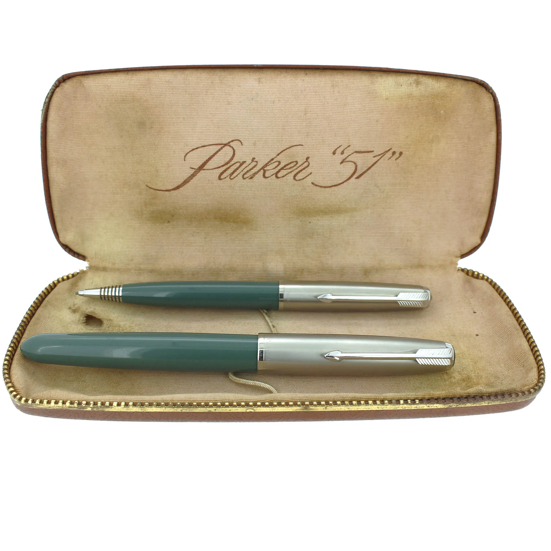 1951 PARKER 51 NAVY GREY AEROMETRIC FOUNTAIN PEN & PENCIL RESTORED MINT