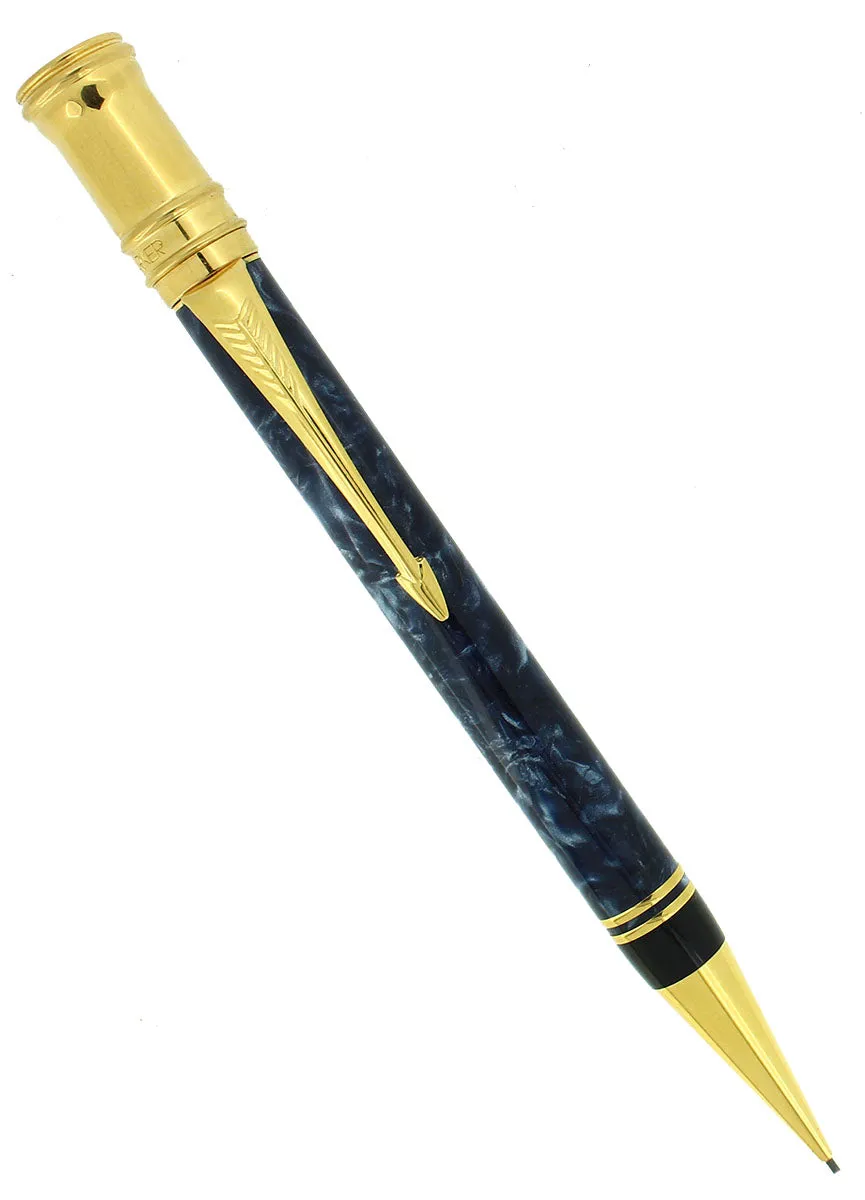 1990 PARKER DUOFOLD MARBLED BLUE PEARL MECHANICAL PENCIL MADE IN U.K.