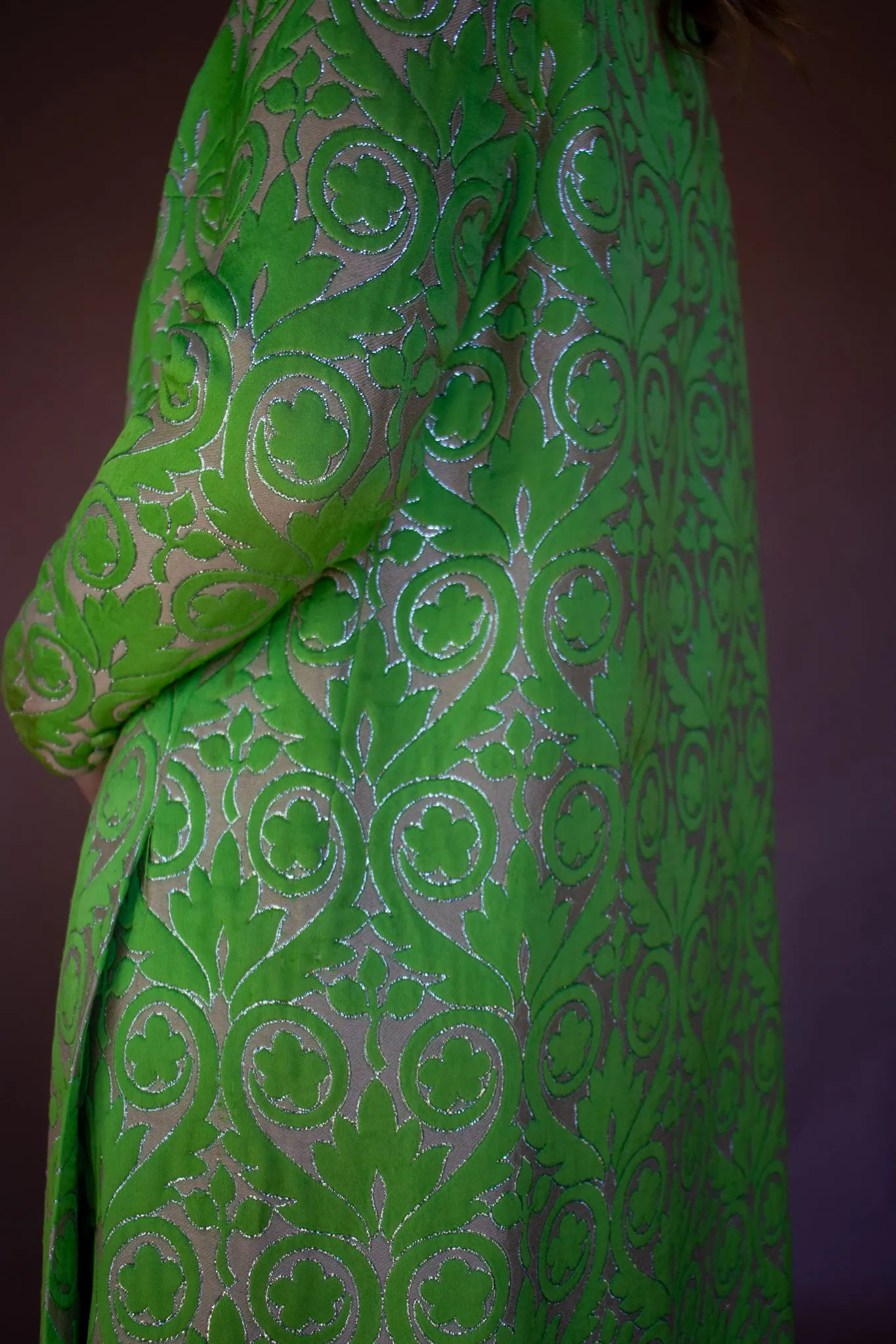 60s Bright Green Tapestry Coat