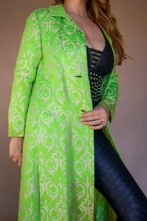 60s Bright Green Tapestry Coat