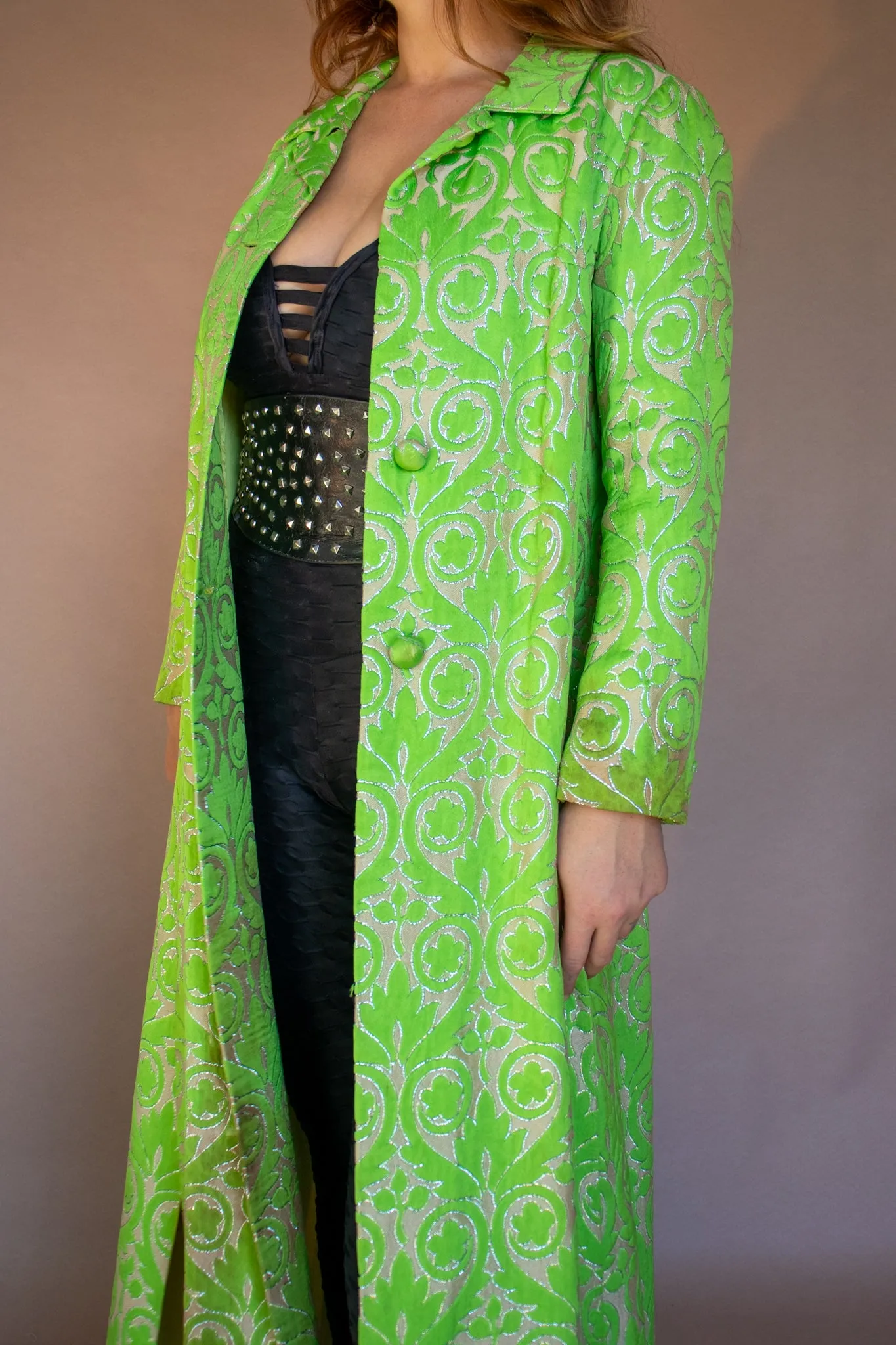 60s Bright Green Tapestry Coat