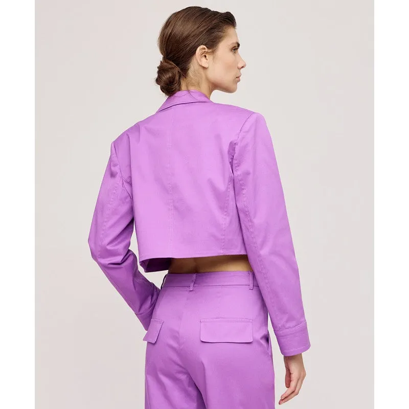 Access Fashion Violet Cropped Blazer Gabardine