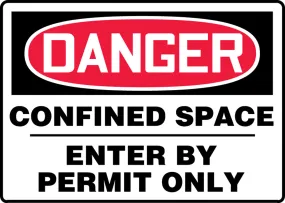 Accuform® 7" X 10" Red, Black And White Aluminum Safety Signs "DANGER CONFINED SPACE-ENTER BY PERMIT ONLY"