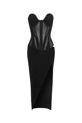 Alena Bodycon Chest Cup Mesh Midi Dress