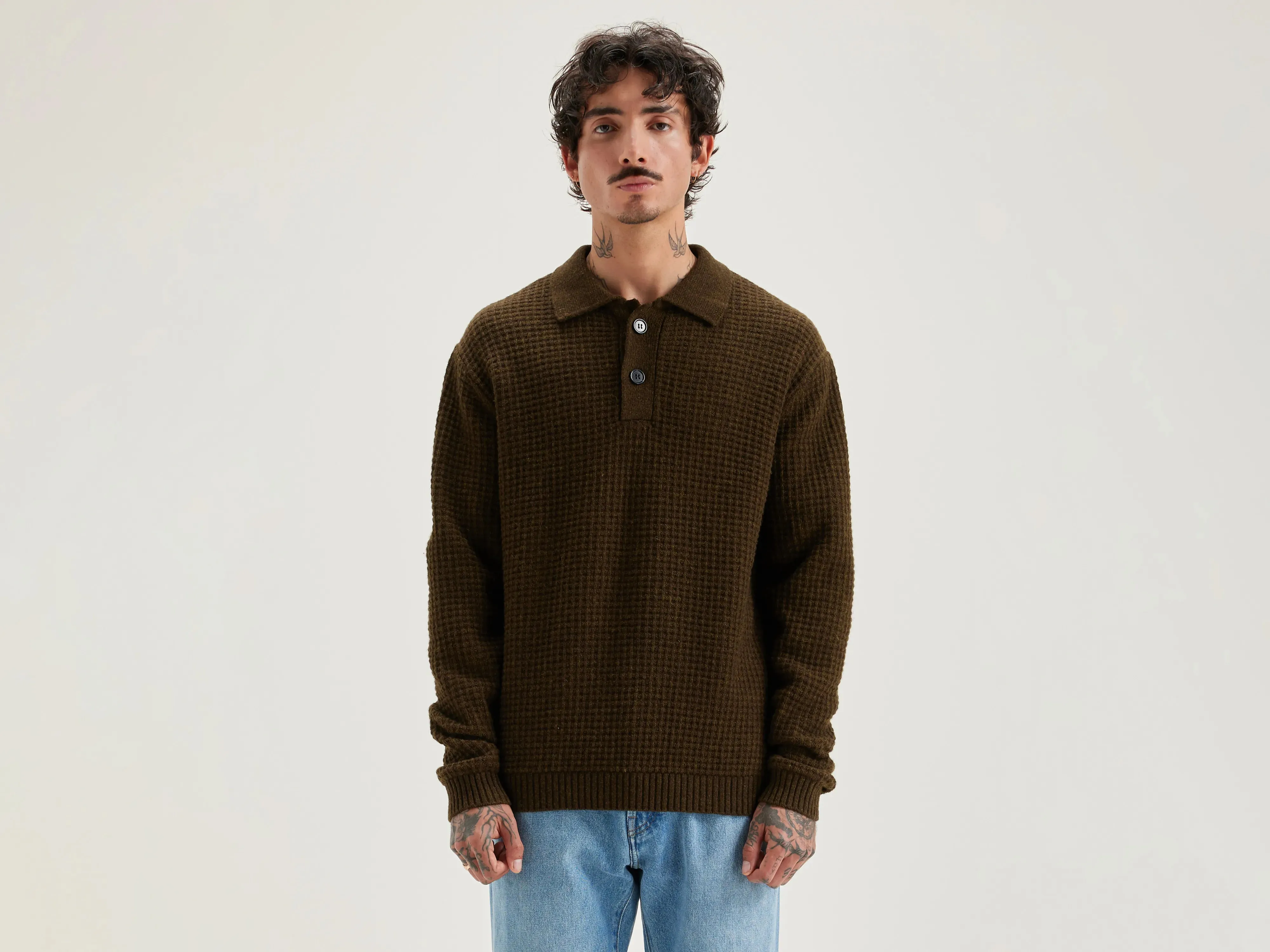 Allos polo-style sweater (242 / M / OLIVE)