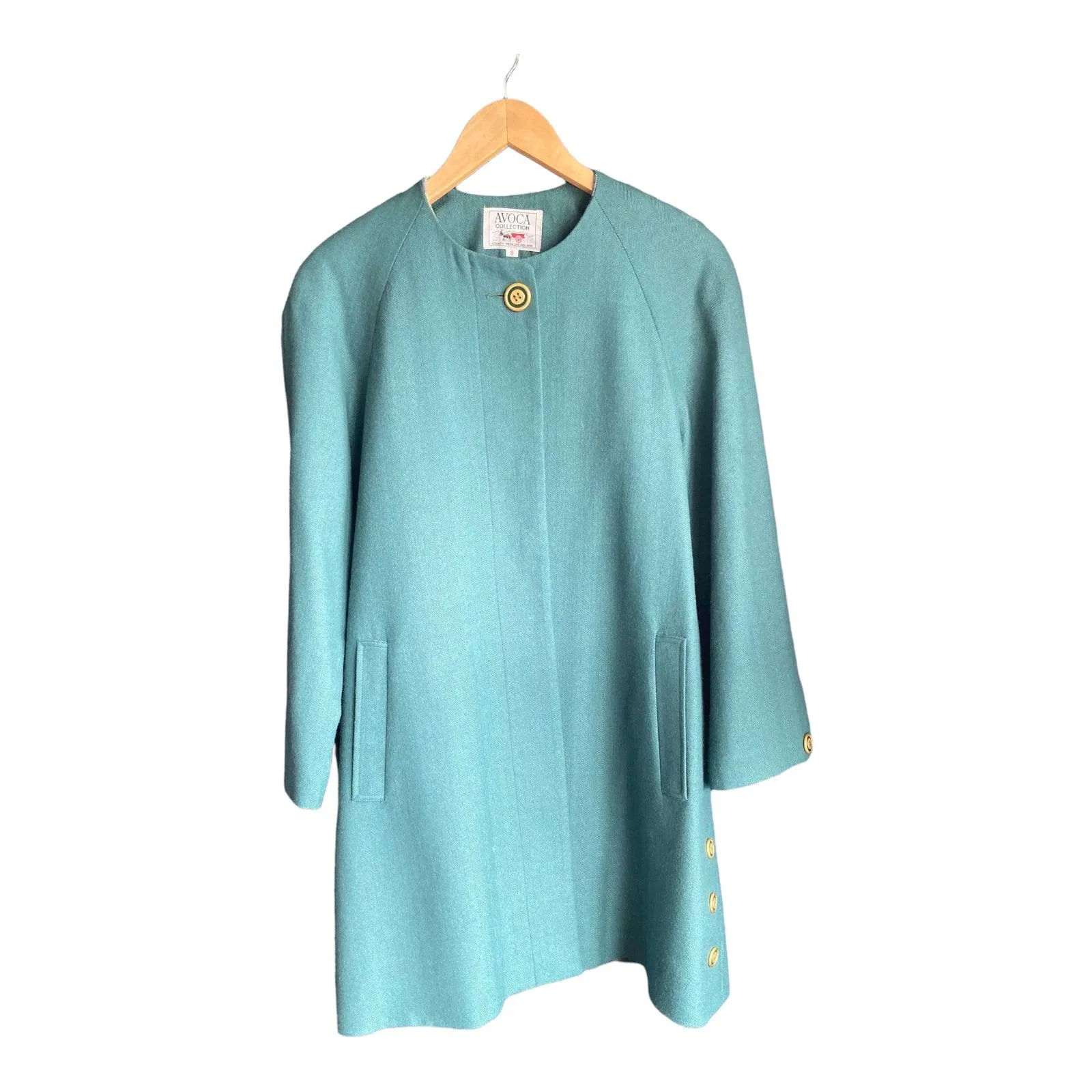 Avoca Collection Wool Green Long Sleeved Coat UK Size 10