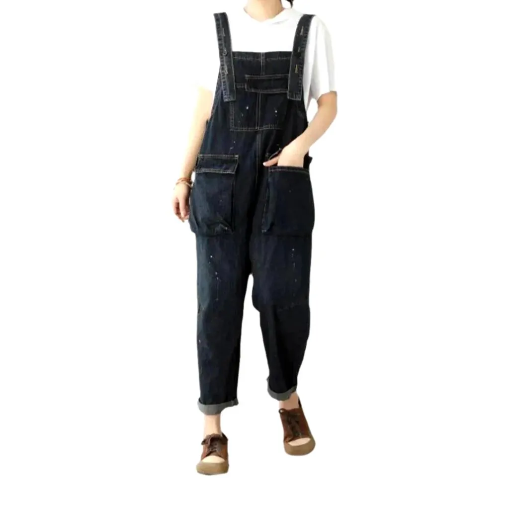 Baggy monochrome denim jumpsuit for women