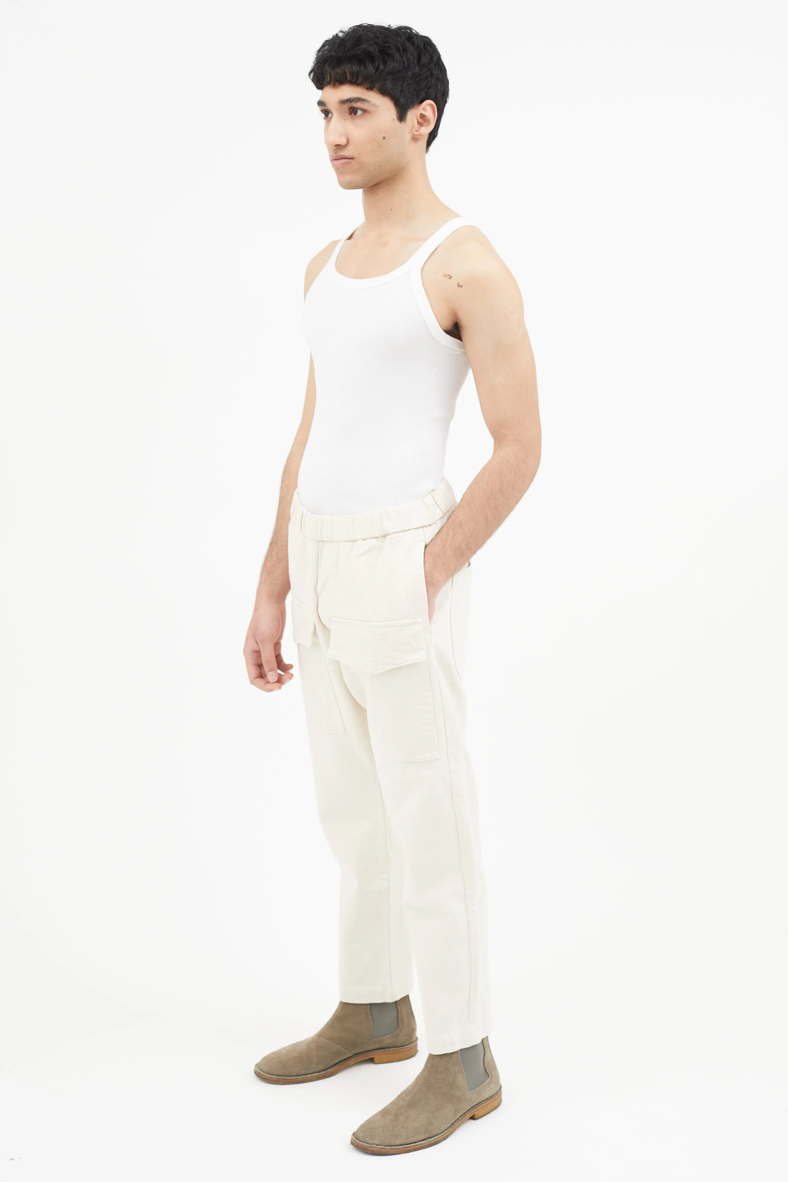 Beige Cotton Cargo Pant