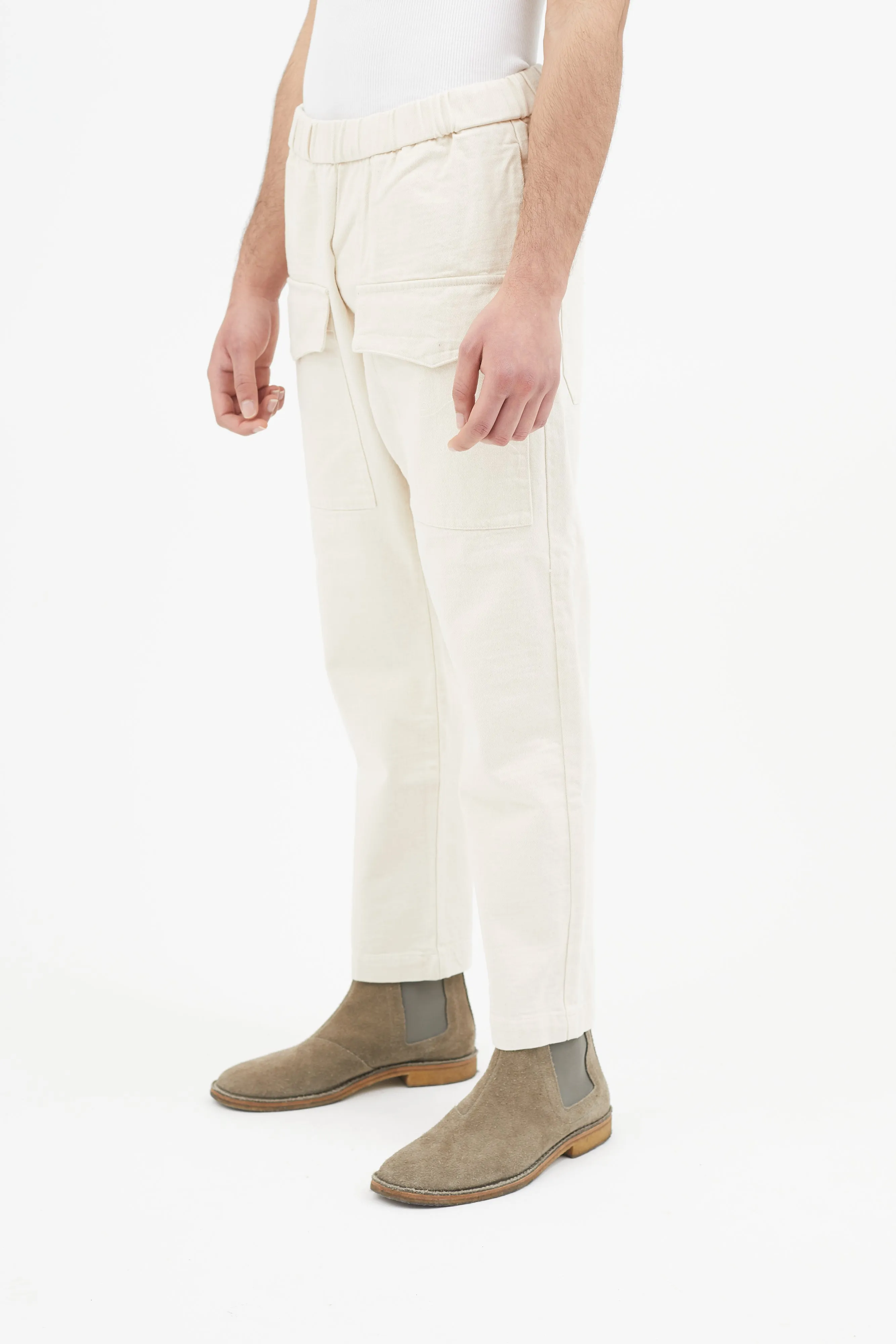 Beige Cotton Cargo Pant