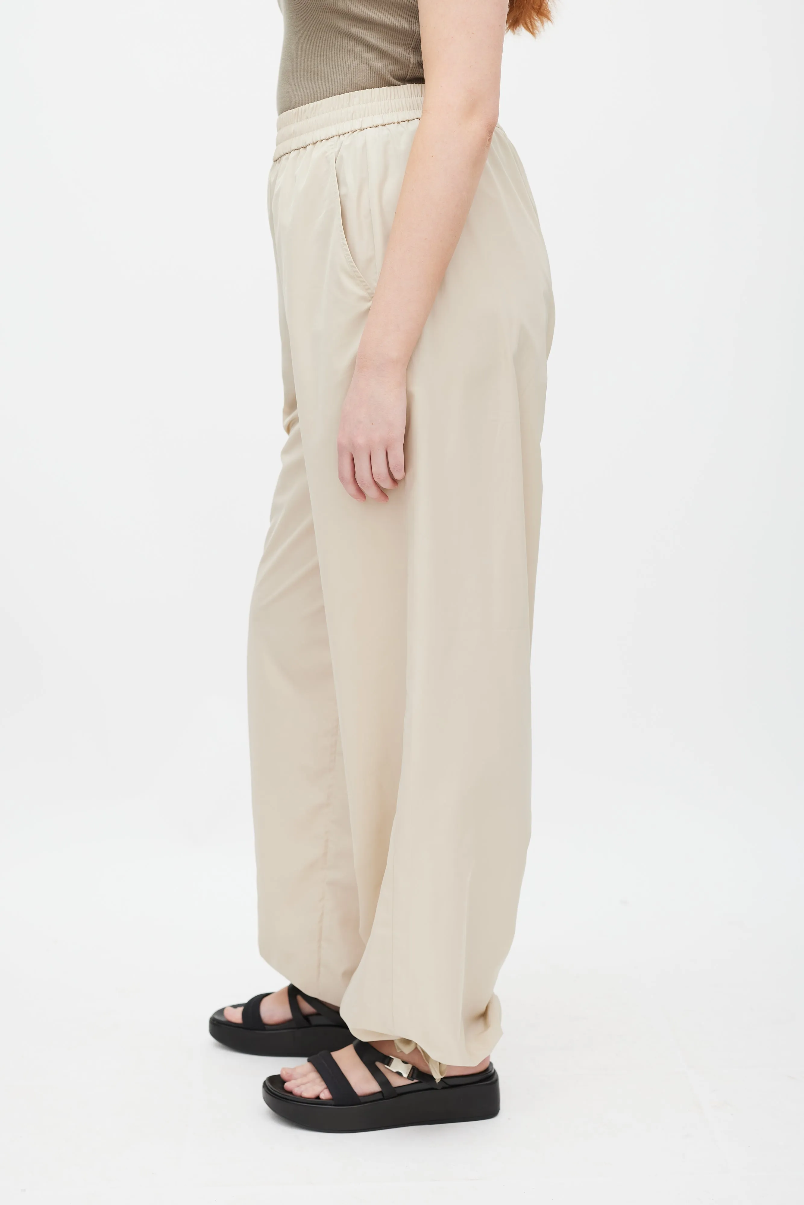 Beige Nylon Cargo Trouser