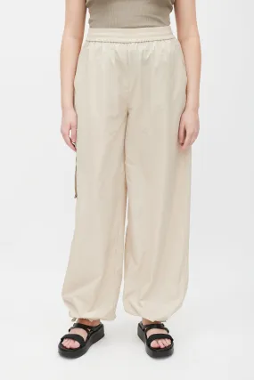 Beige Nylon Cargo Trouser