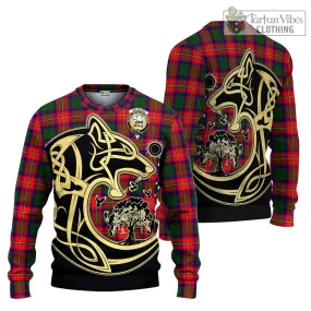 Belsches Tartan Ugly Sweater with Family Crest Celtic Wolf Style