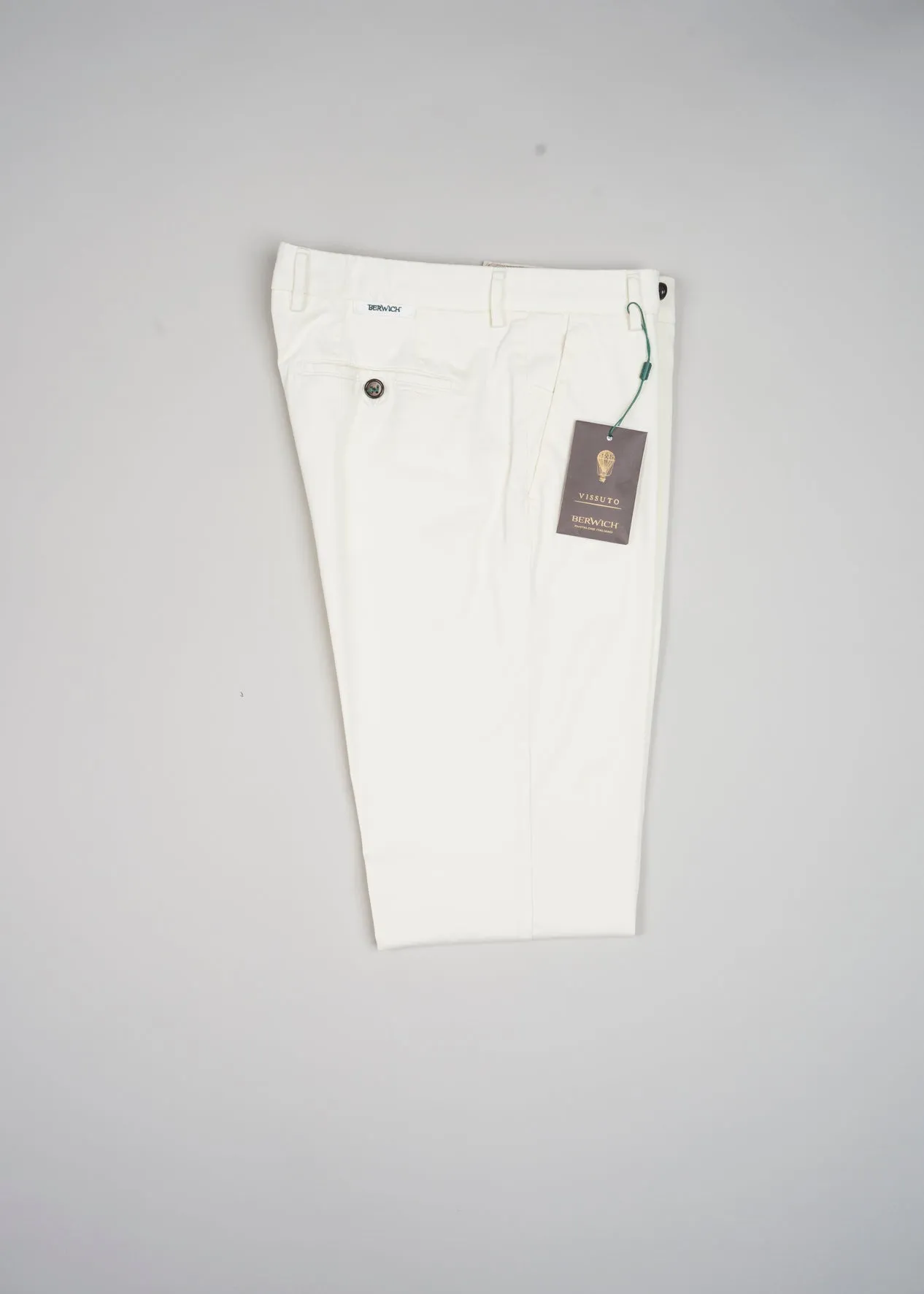 Berwich Morello Garment Dyed Chinos With Silk / Panna