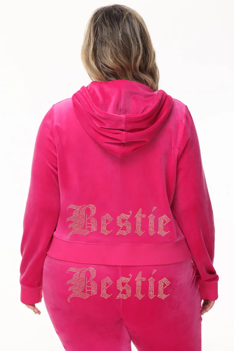 Bestie Big Bling Velour Hoodie