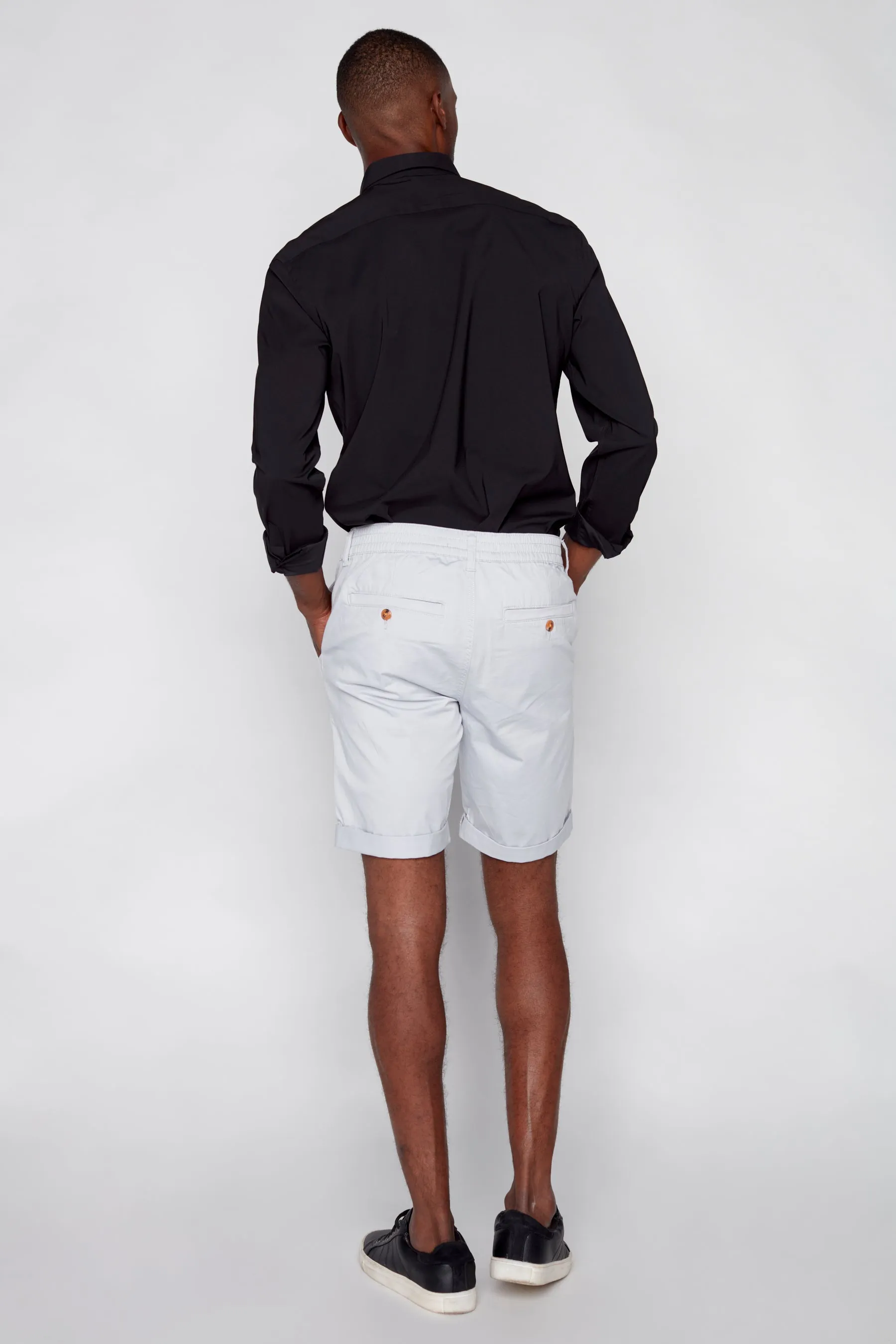 BILLY - Elastic Waist Roll Up Shorts - Frost Blue