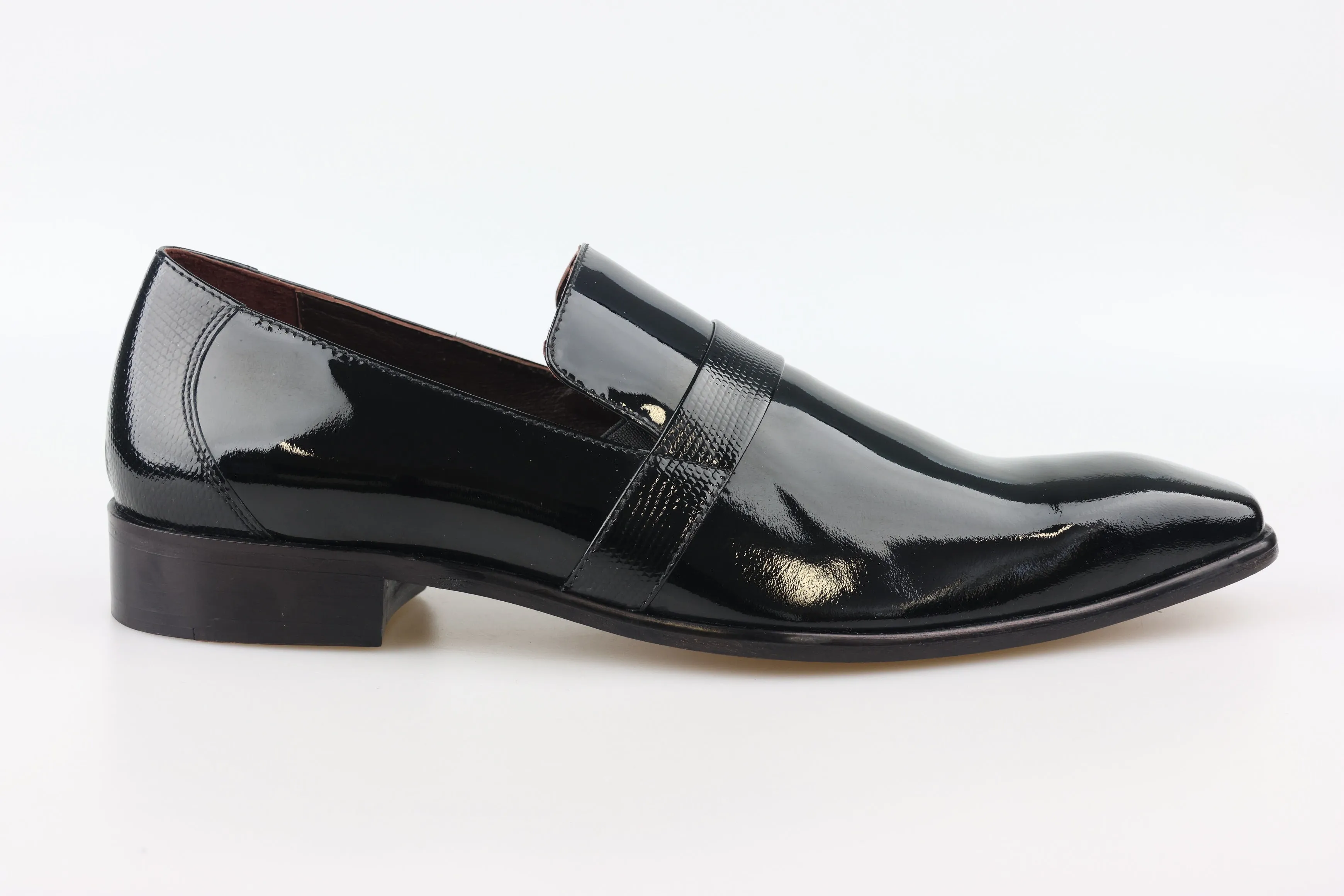 Black Patent Slip-On Lincoln Shoe