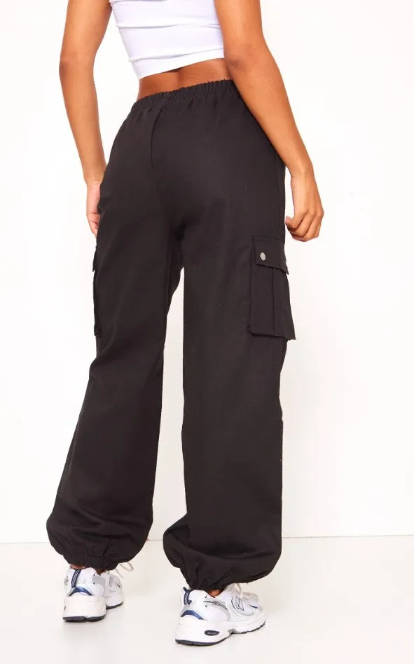 Black Pocket Detail Cargo Trousers