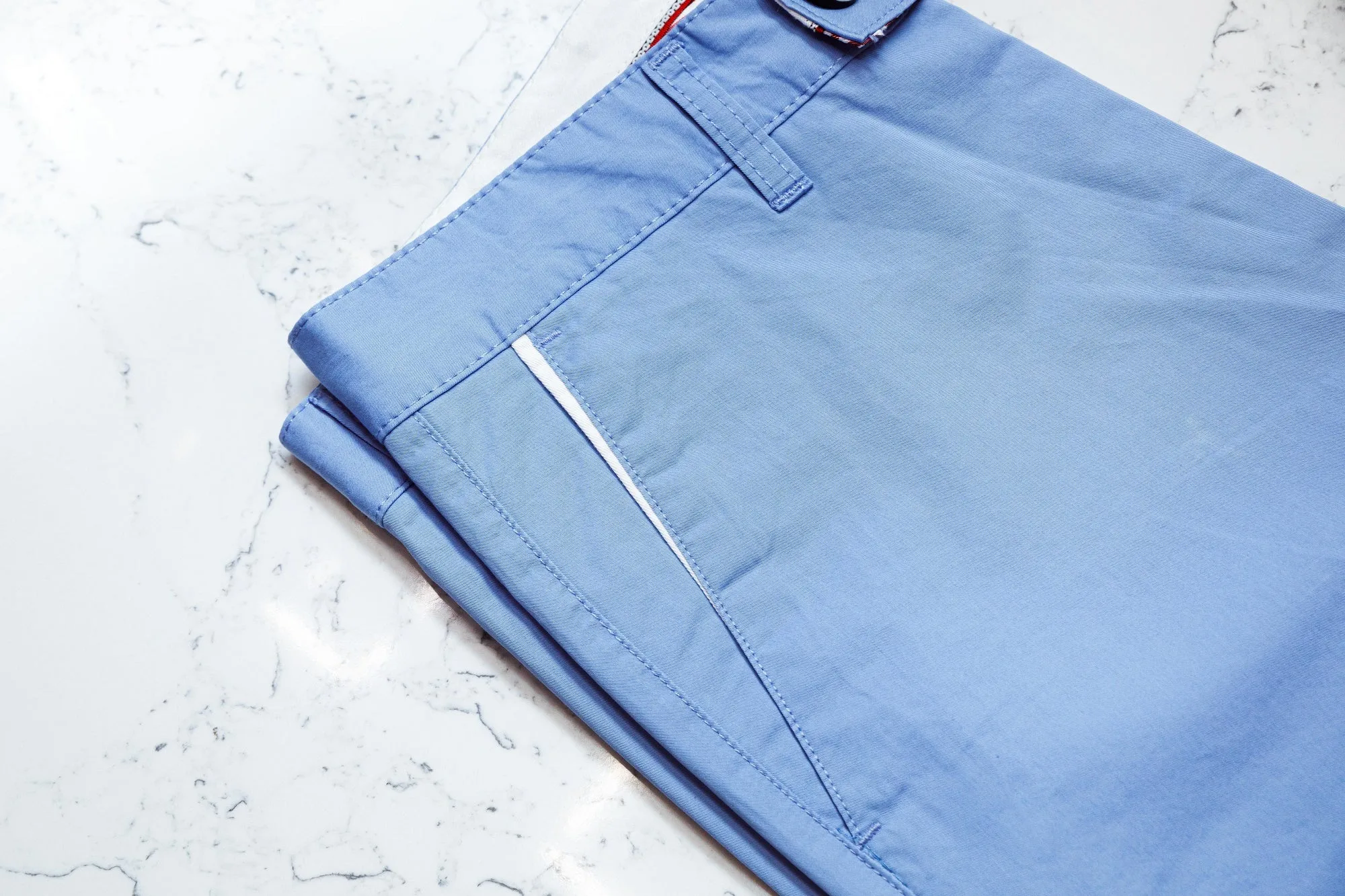 Blue Cotton Stretch Chinos