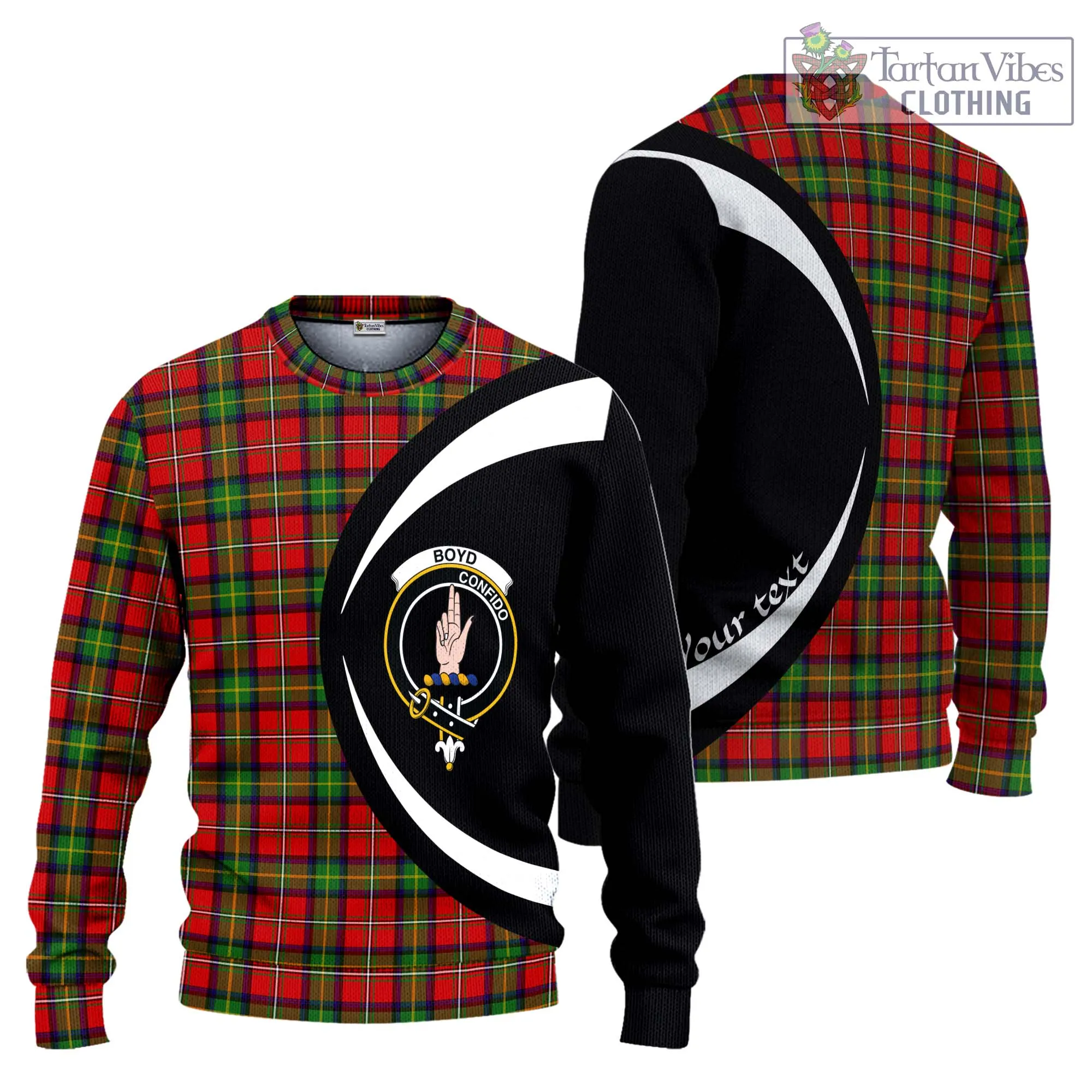 Boyd Tartan Ugly Sweater with Family Crest Circle Style