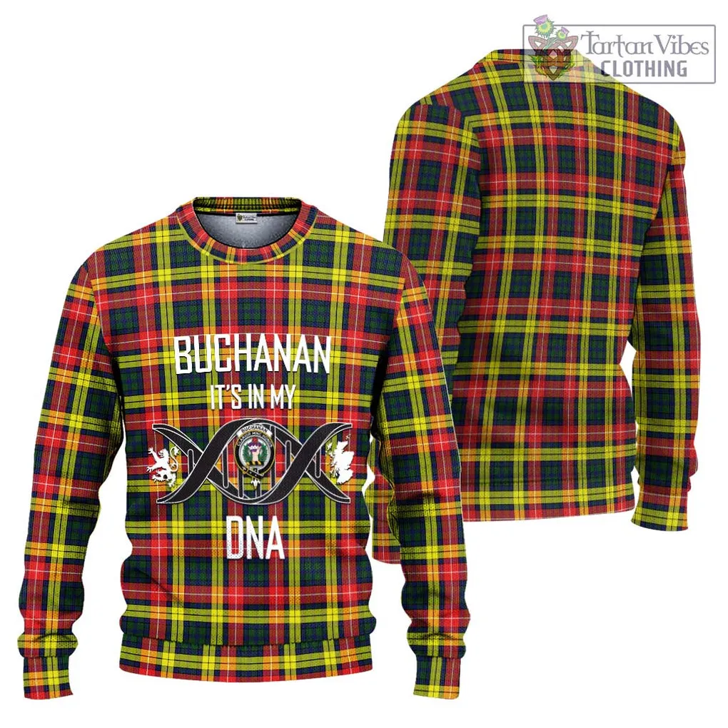 Buchanan Modern Tartan Ugly Sweater with Family Crest DNA In Me Style