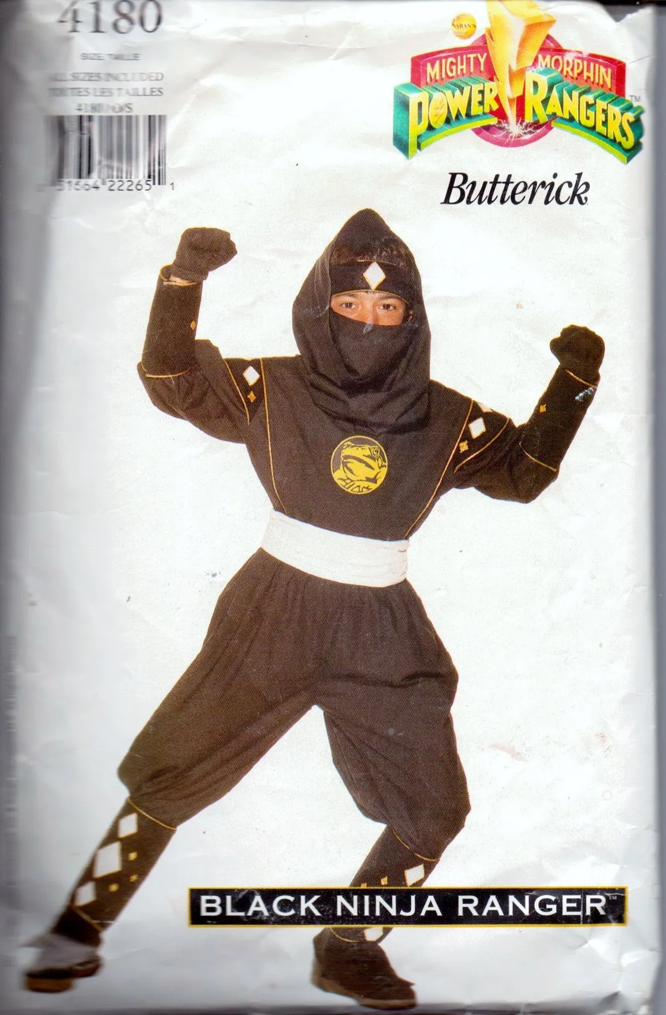 Butterick 4180 Black Ninja Power Ranger Halloween Costume Pattern Children Boy Girl