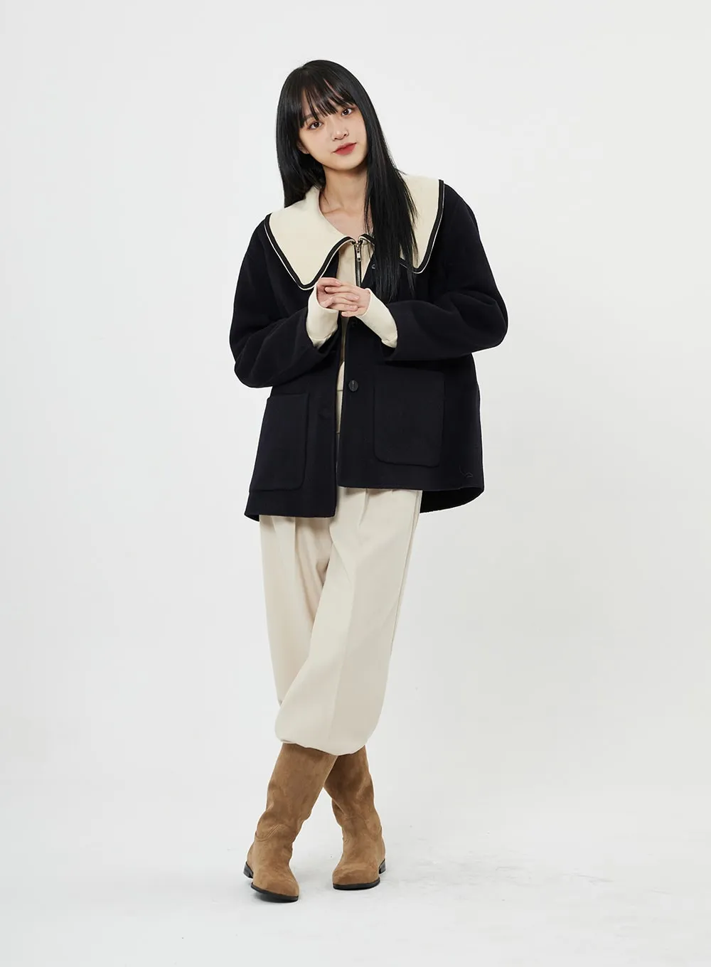 Button Round Neck Coat BN10