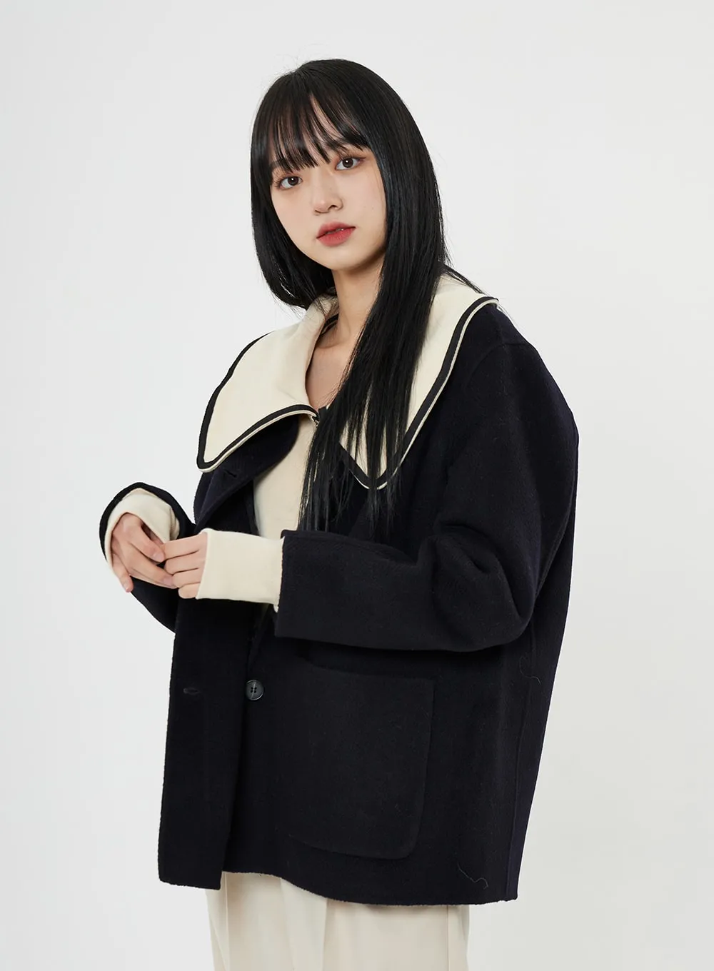 Button Round Neck Coat BN10