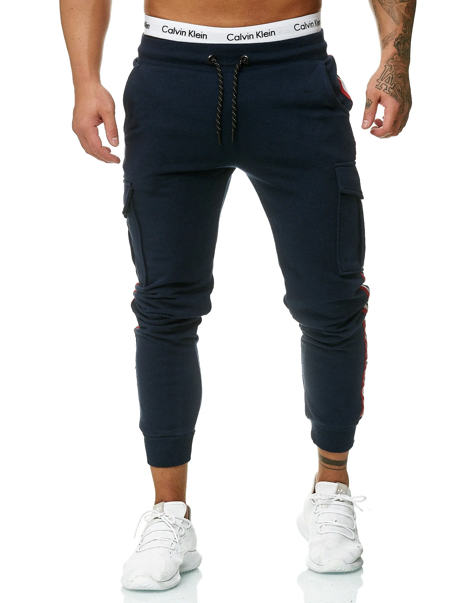 Cargo Dusi Stripe Sweatpants Joggers - Navy Blue X1C