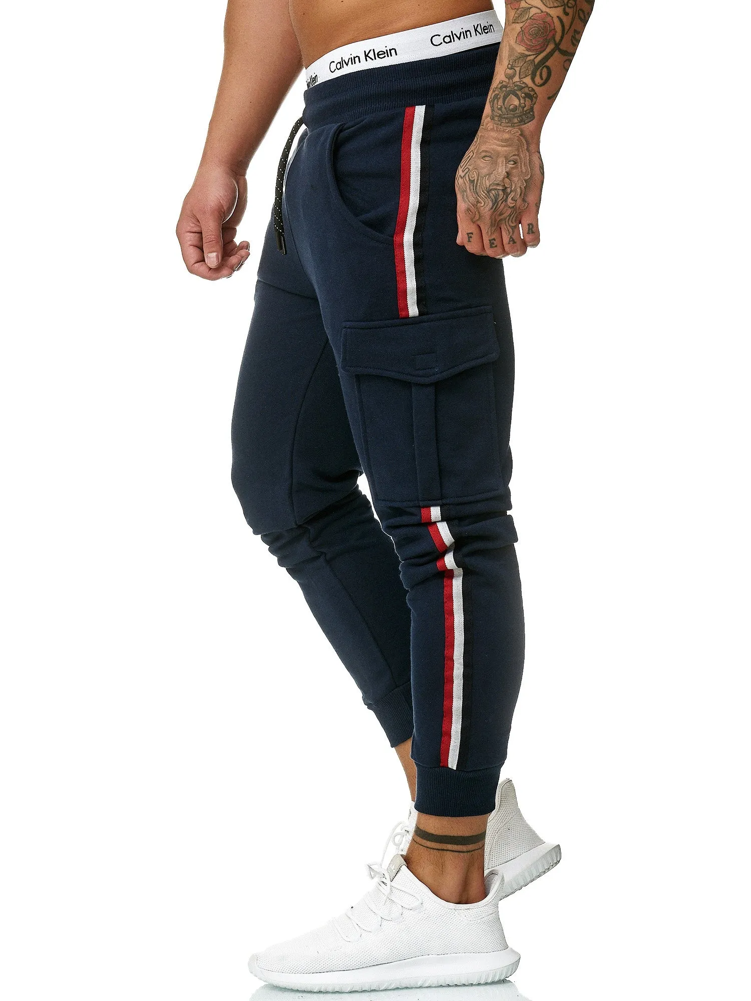 Cargo Dusi Stripe Sweatpants Joggers - Navy Blue X1C