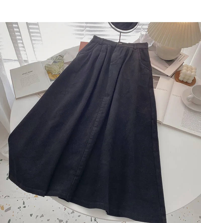 Casual and versatile student A-shaped high waist skirt  5746