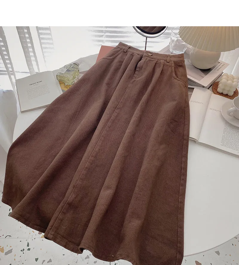 Casual and versatile student A-shaped high waist skirt  5746