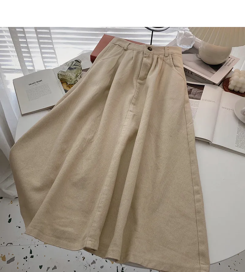 Casual and versatile student A-shaped high waist skirt  5746