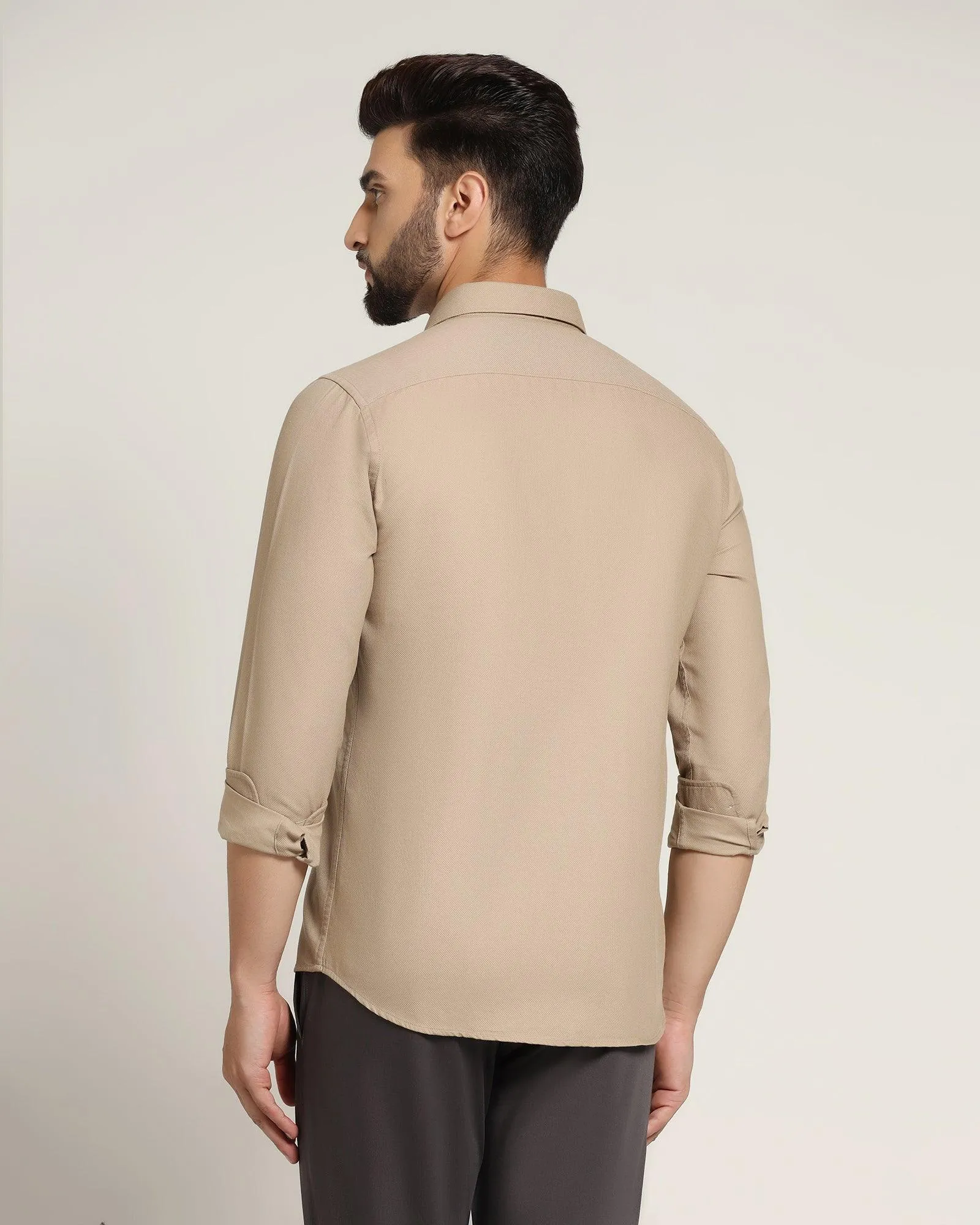 Casual Beige Textured Shirt - Caty