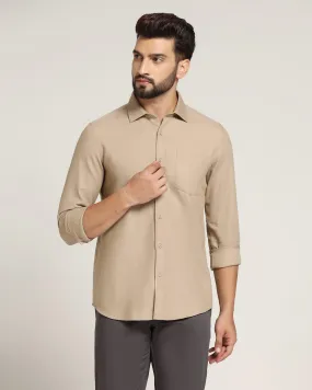 Casual Beige Textured Shirt - Caty