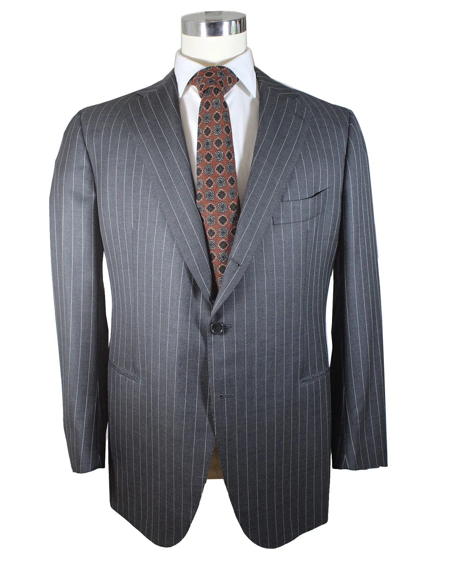 Cesare Attolini Suit Gray Stripes EU 58/ US 48