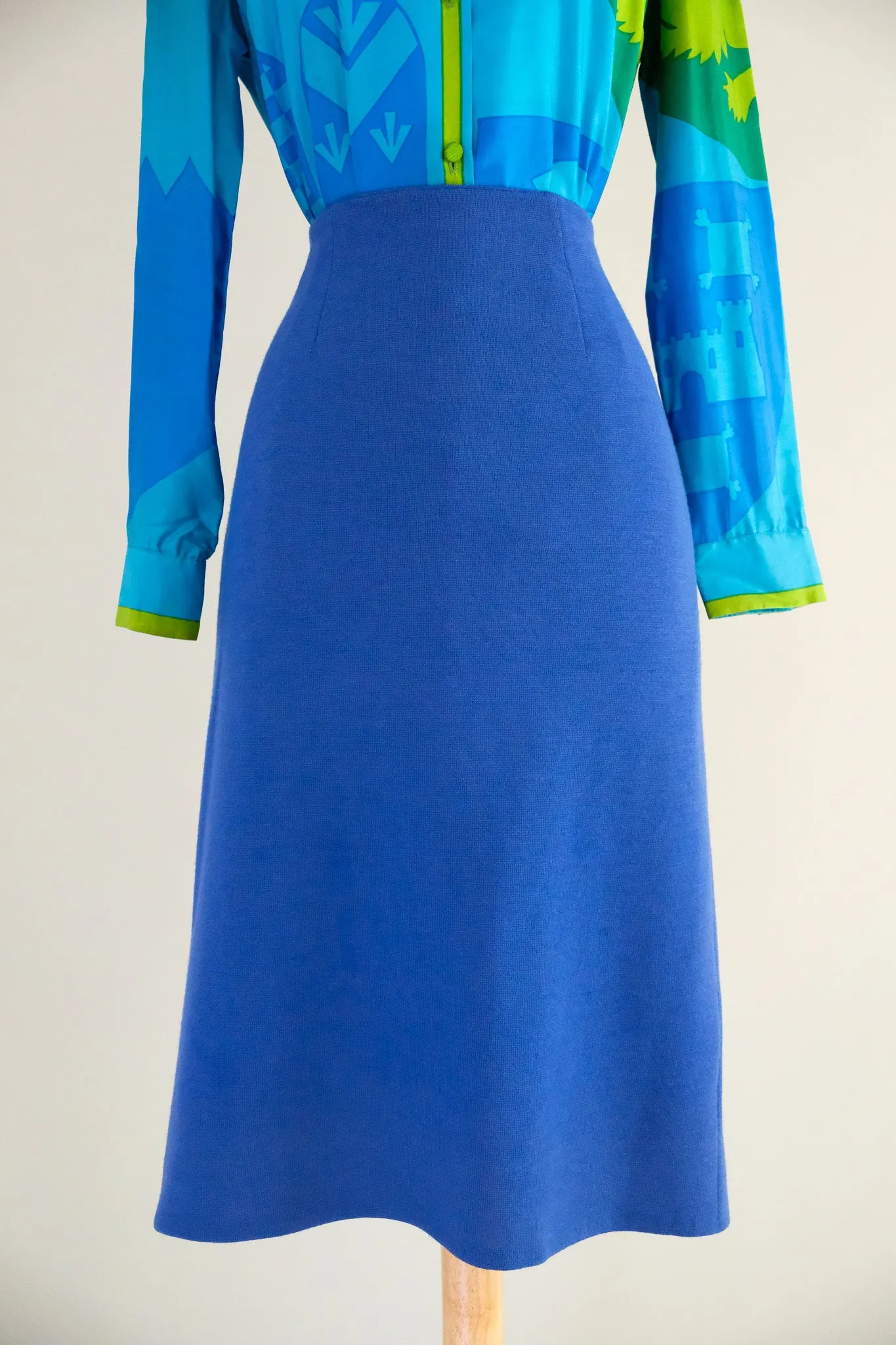 Chic 1960's Made in Italy Cobalt Blue Knit Pencil Skirt / Sz M