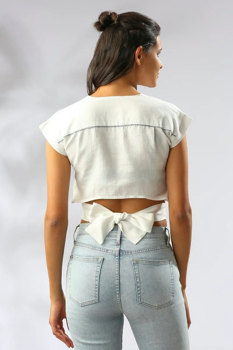 Cider V Neck Top - White