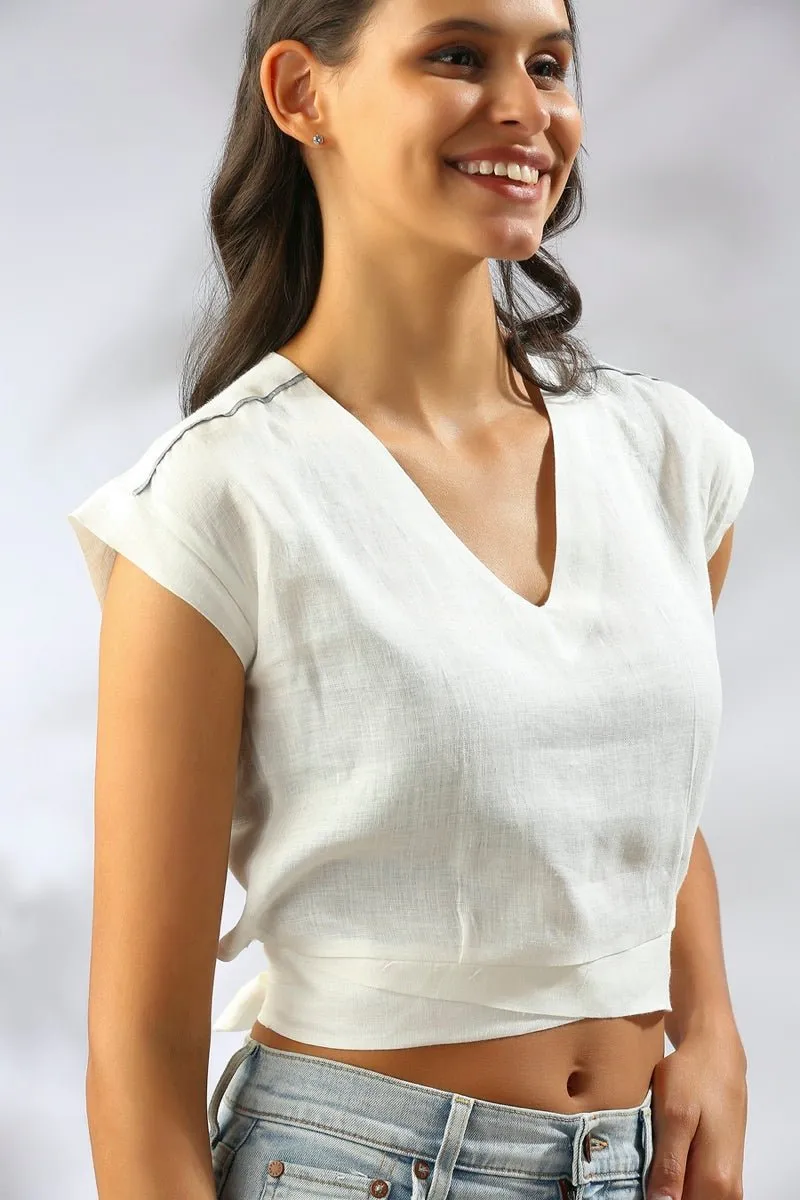 Cider V Neck Top - White