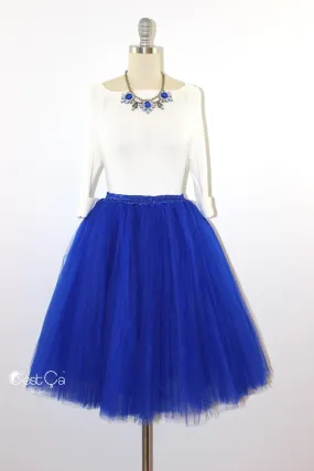 Clarisa Royal Blue Tulle Skirt - Midi