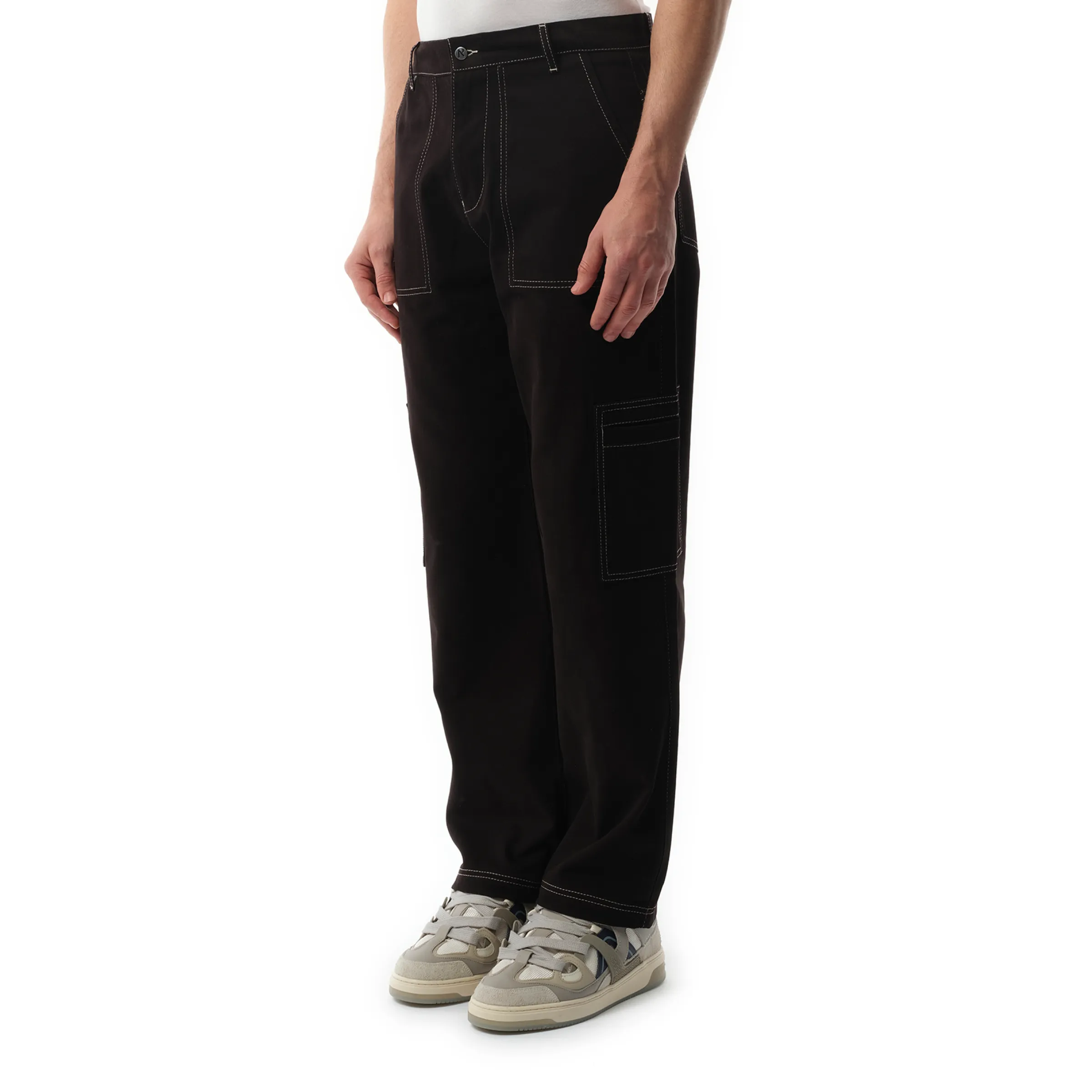 Contrast Stitch Pants in Jet Black