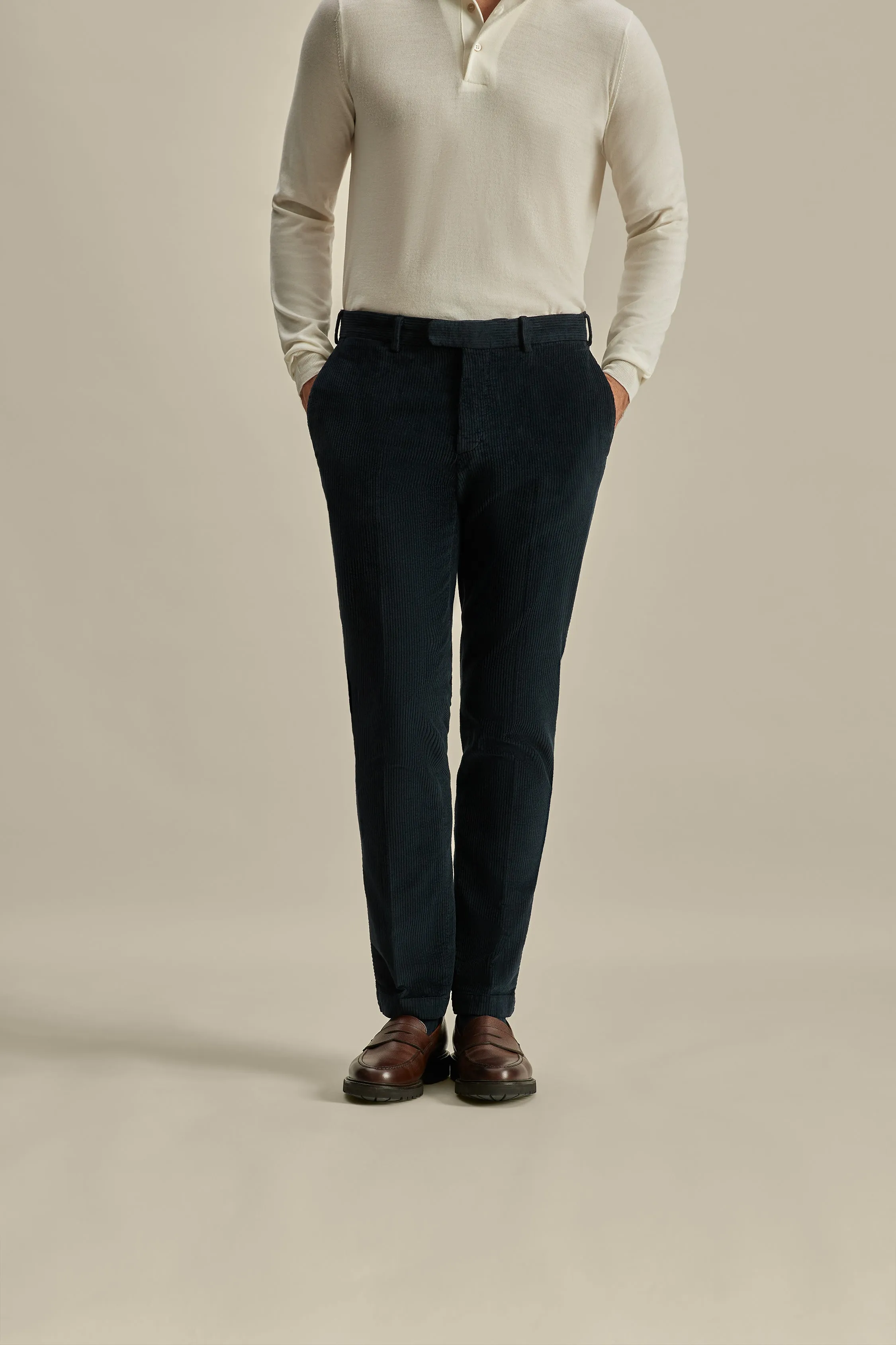 Corduroy Easy Fit Flat Front Chinos