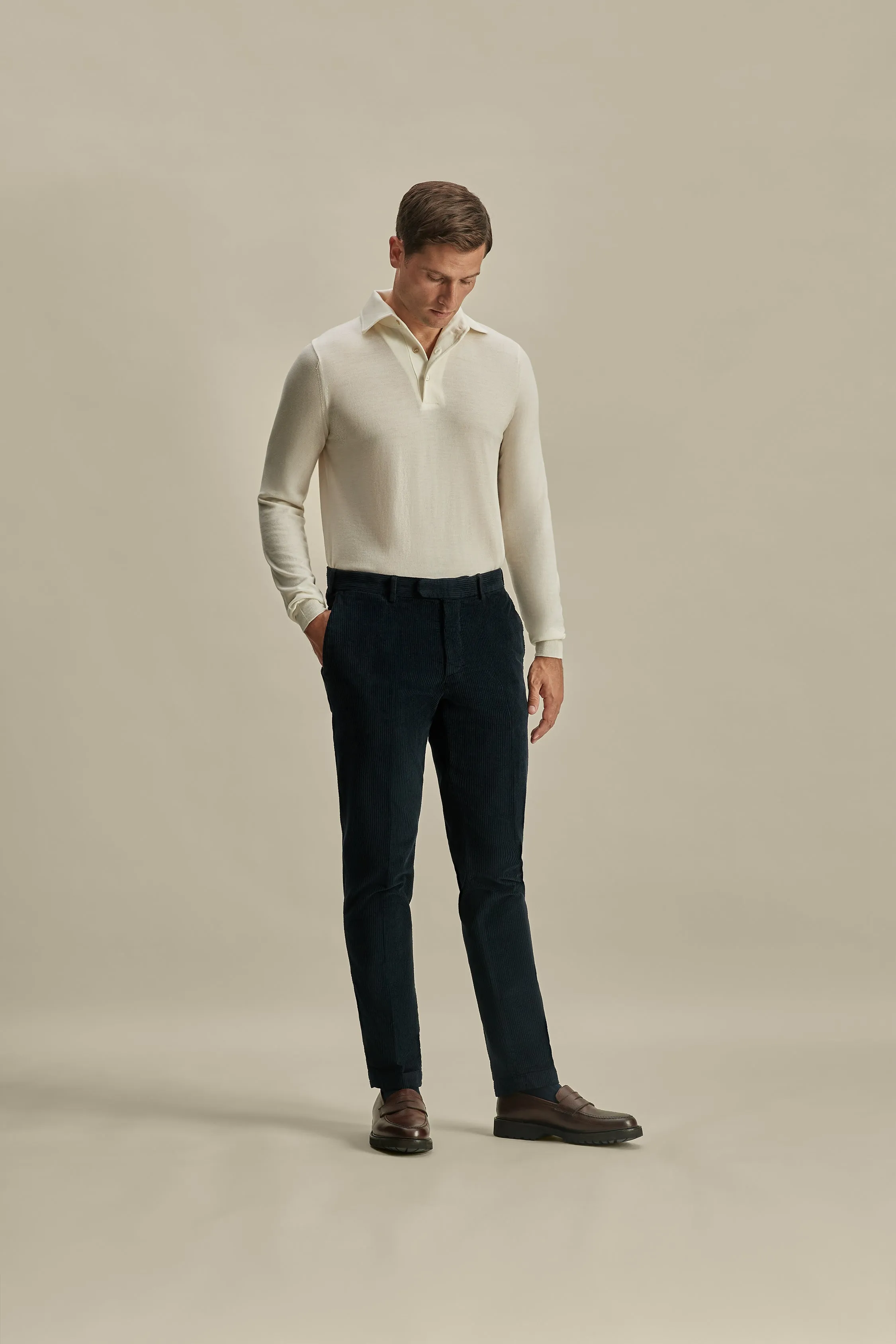 Corduroy Easy Fit Flat Front Chinos