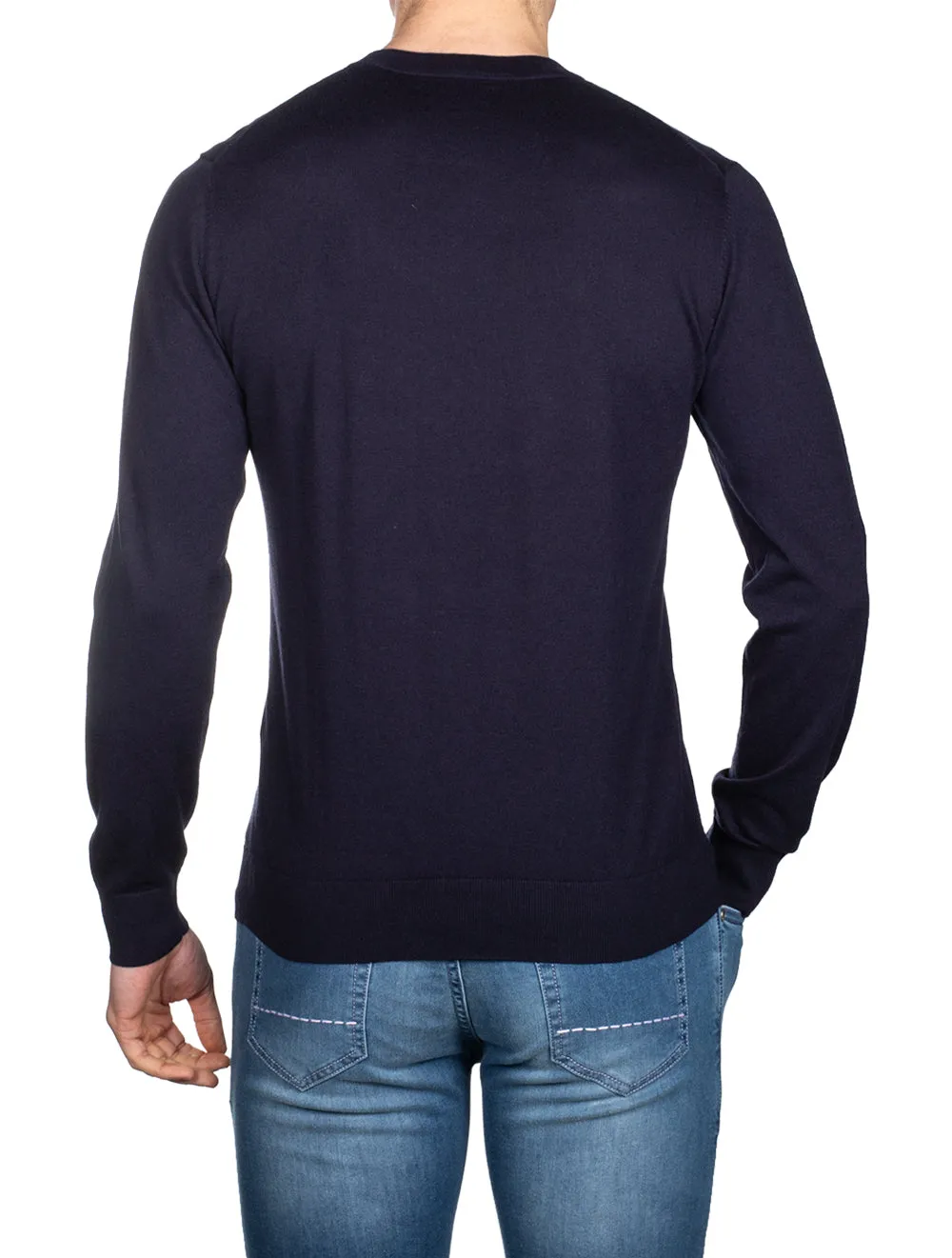 Cotton Cashmere C-neck Evening Blue