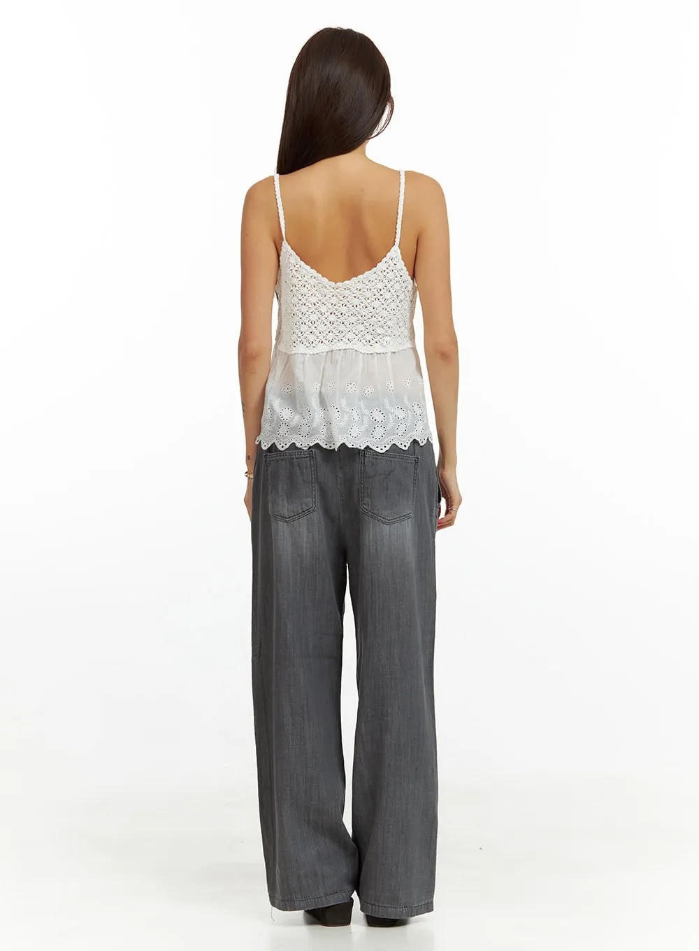 Crochet Laced Sleeveless Top IU419