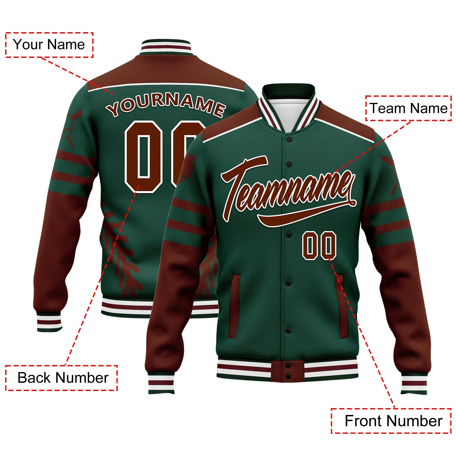 Custom Jacket Bomber Full-Snap Varsity Letterman Personalized Jacket FZ005-D023003-9