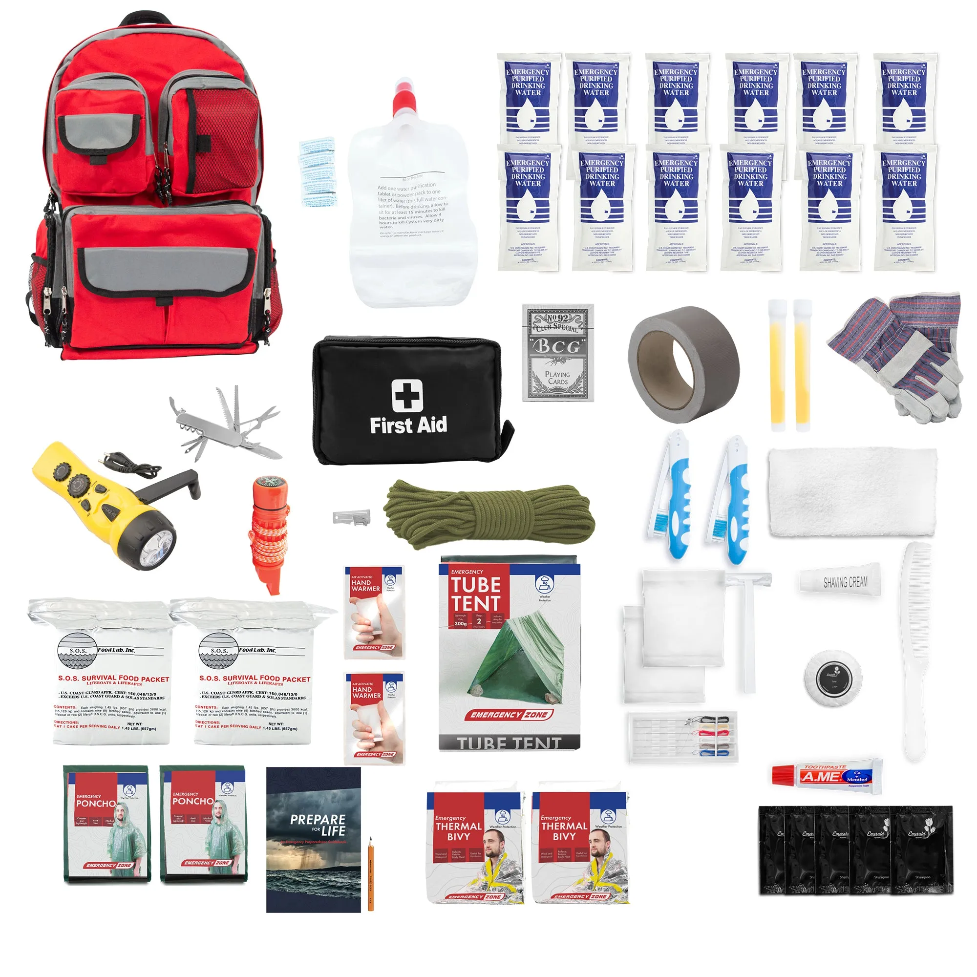 Deluxe Urban Survival Kit - Red Backpack