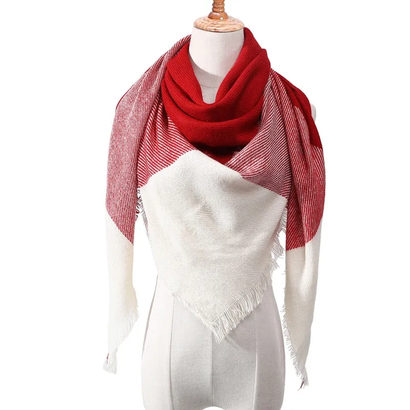 Designer Knitted Spring Winter Women Scarf Plaid Warm Cashmere Scarves Shawls Luxury Brand Neck Bandana Pashmina Lady Wrap